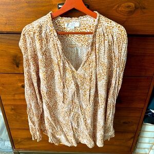 Loft Plus 20 long sleeve floral blouse yellow and white
